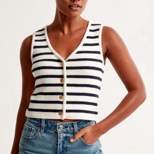 NWOT Abercrombie & Fitch Navy and White Striped Knit Top